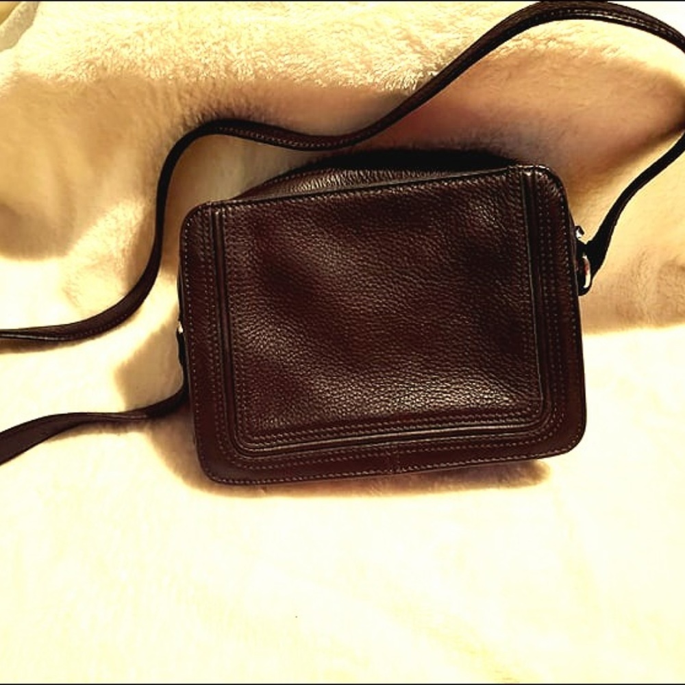 Liz Claiborne Vintage Brown Leather Crossbody Bag Sm Shoulder Purse Minimalist